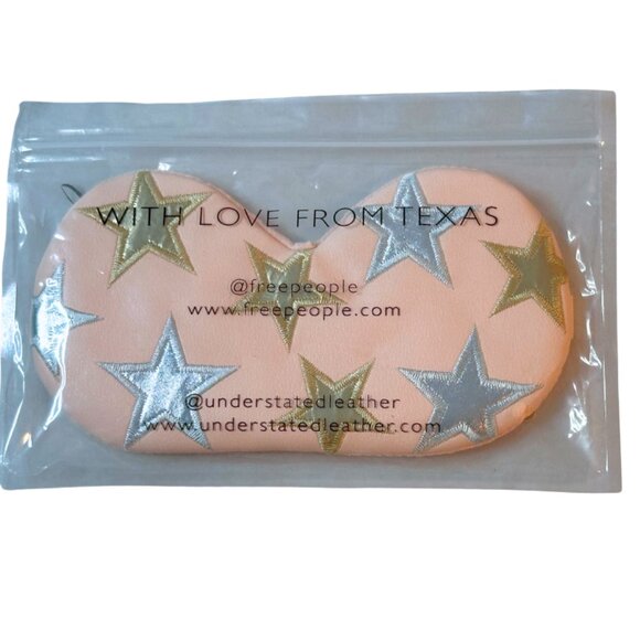 Free People x Understated | Vegan Leather Pink Gold Starry Sleeping Eye Mask - Picture 1 of 5